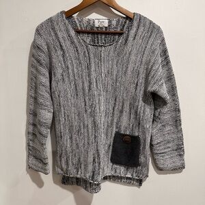 NEON BUDDHA Grey & Black 100% Cotton Knit Boho Sweater‎ Size S